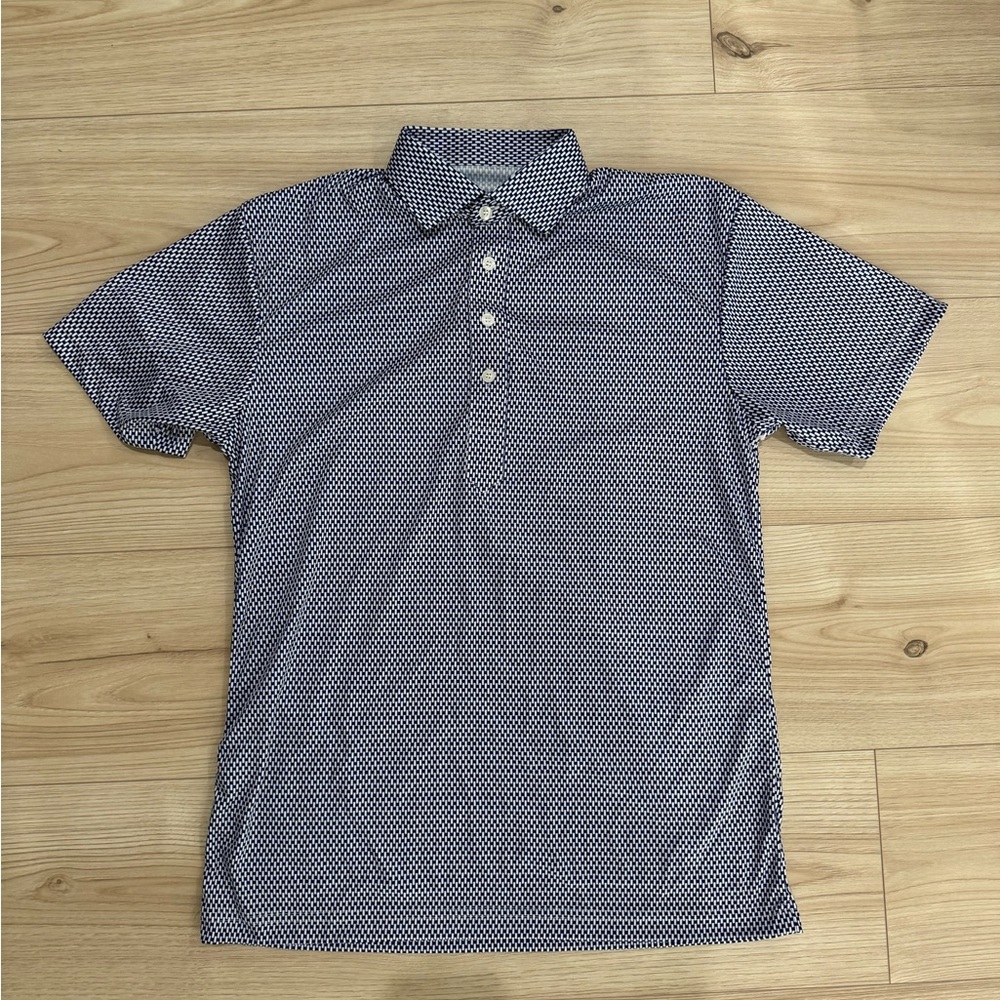Men's Navy Micro-Pattern Polo Shirt